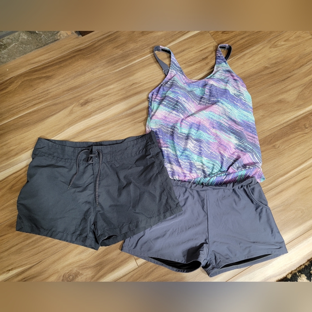 Purple and Blue Bikini Set with Athletic Cut